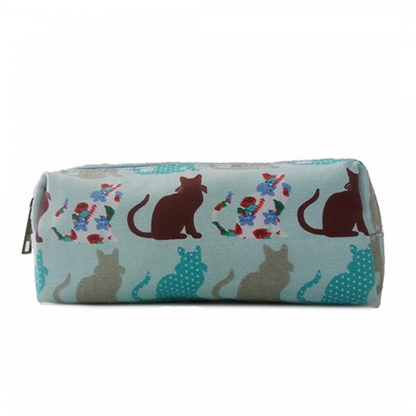 PC-CT - Miss Lulu Canvas Pencil Case Cat Blue